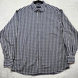 Tommy Hilfiger Gingham Button Down Shirt Mens XL Navy Blue Good Long Sleeve